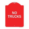 Signmission Designer Series Sign-Driveway Sign No Trucks, Red & White Aluminum Sign, 18" x 24", RW-1824-24123 A-DES-RW-1824-24123